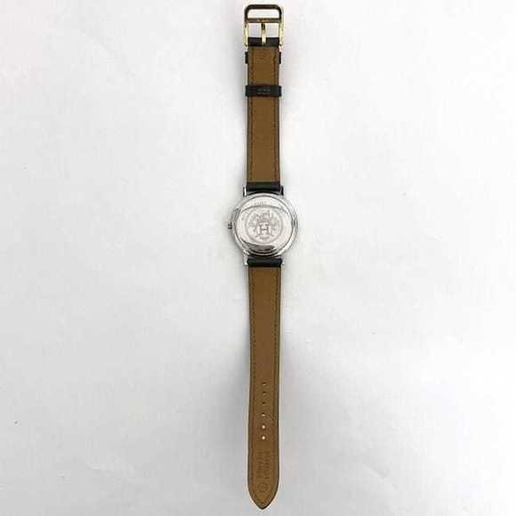 Hermes Watch Meteor f-21083 White Silver Gold Dark Green Boys 32mm SS Leather... - Picture 4 of 11